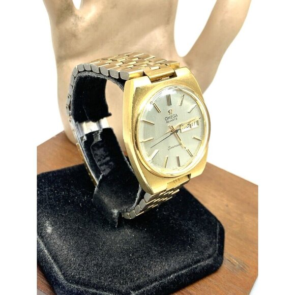 Omega Seamaster Men's Watch 1345 Vintage Swiss Quartz Day Date Gold Steel 34mm - Picture 14 of 14